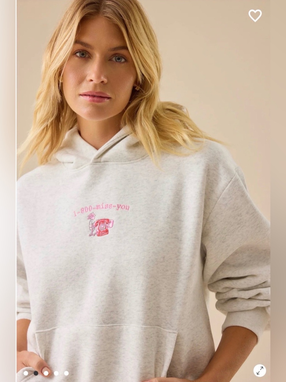 Altar'd State Heather Cream Hoodie Sweater with Pink Graphic - Picture 2 of 7
